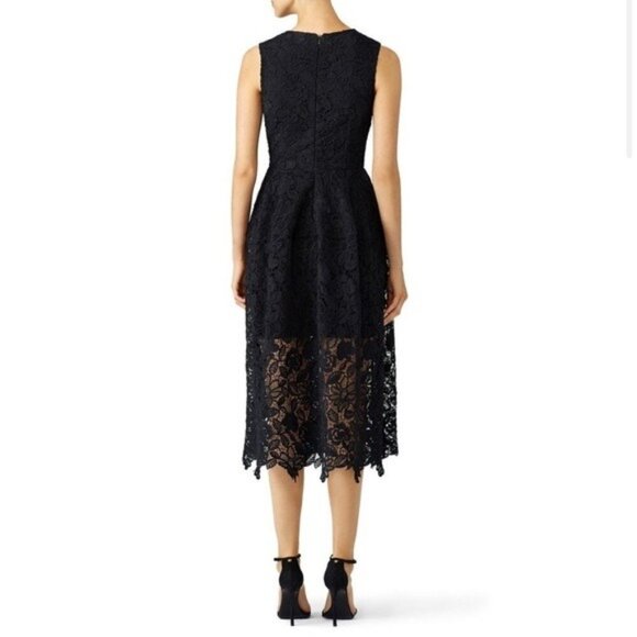 Nicholas Mosaic Lace Ball Dress Black Tie Evening Tea Length Size US 4 Goth - Picture 8 of 9